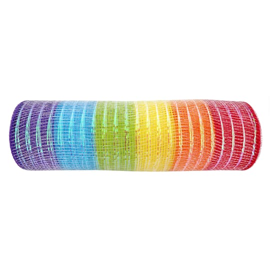12 Pack: 10&#x22; x 6.3yd. Rainbow Striped Mesh by Celebrate It&#xAE;